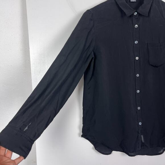AX Armani Exchange Womens 100% Silk Button Down Blouse Black Top - S - Picture 4 of 8